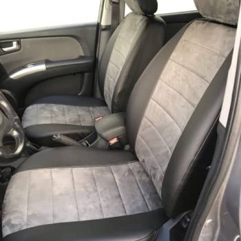 Авточехлы Автопилот Черный темно-серый алькантара